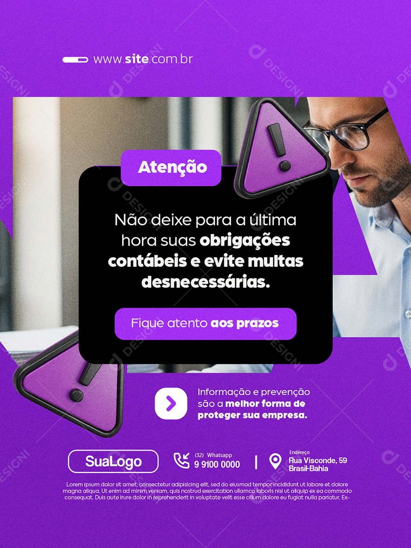 Contabilidade Atenção Fique Atento aos Prazos Social Media PSD Editável