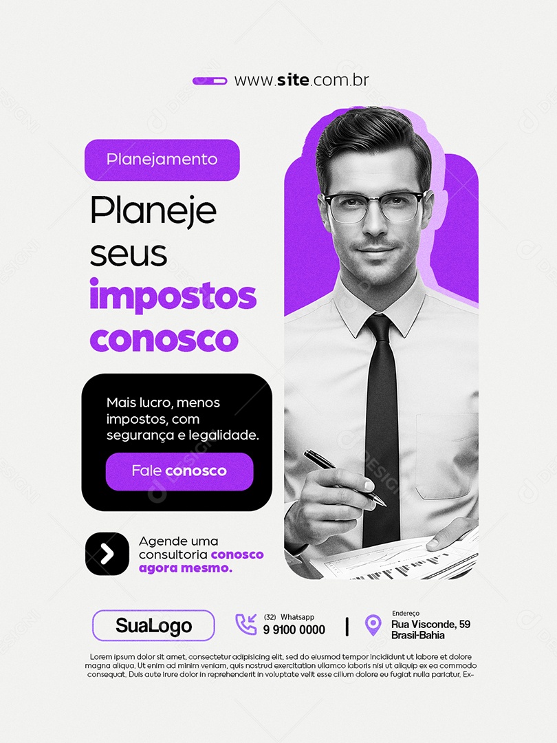 Contabilidade Planejamento Planeje Seus Impostos Conosco Social Media PSD Editável