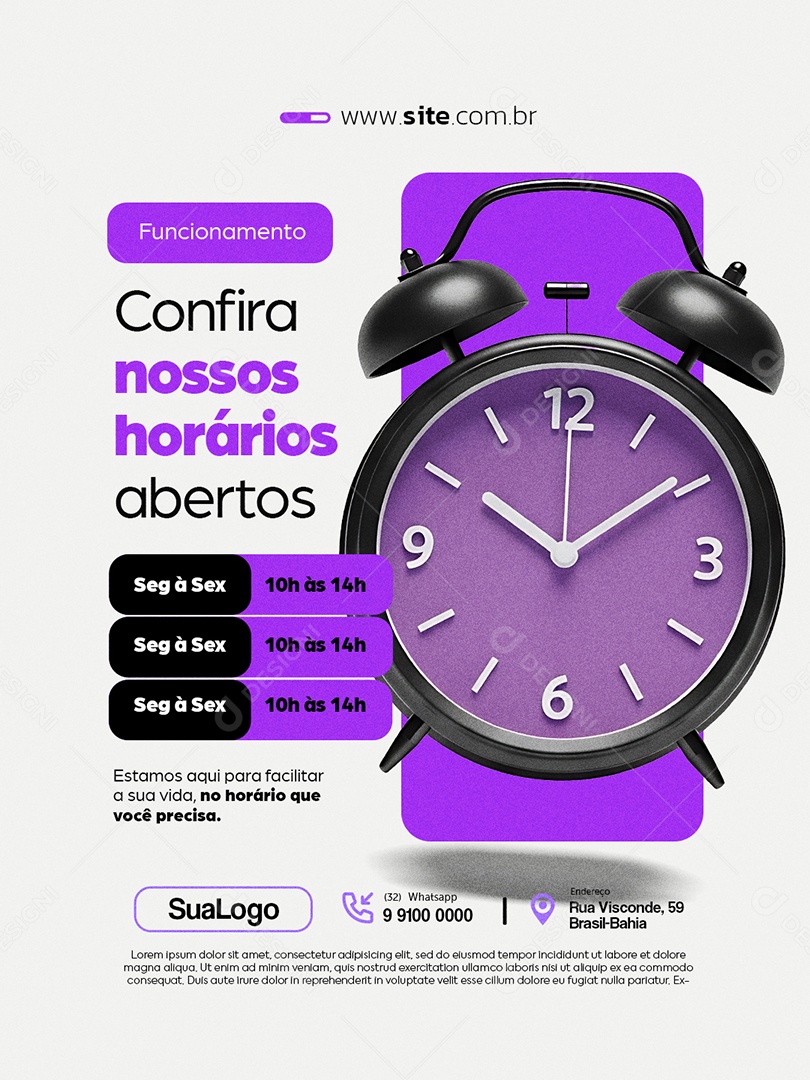 Contabilidade Funcionamento Confira Nossos Horários Abertos Social Media PSD Editável