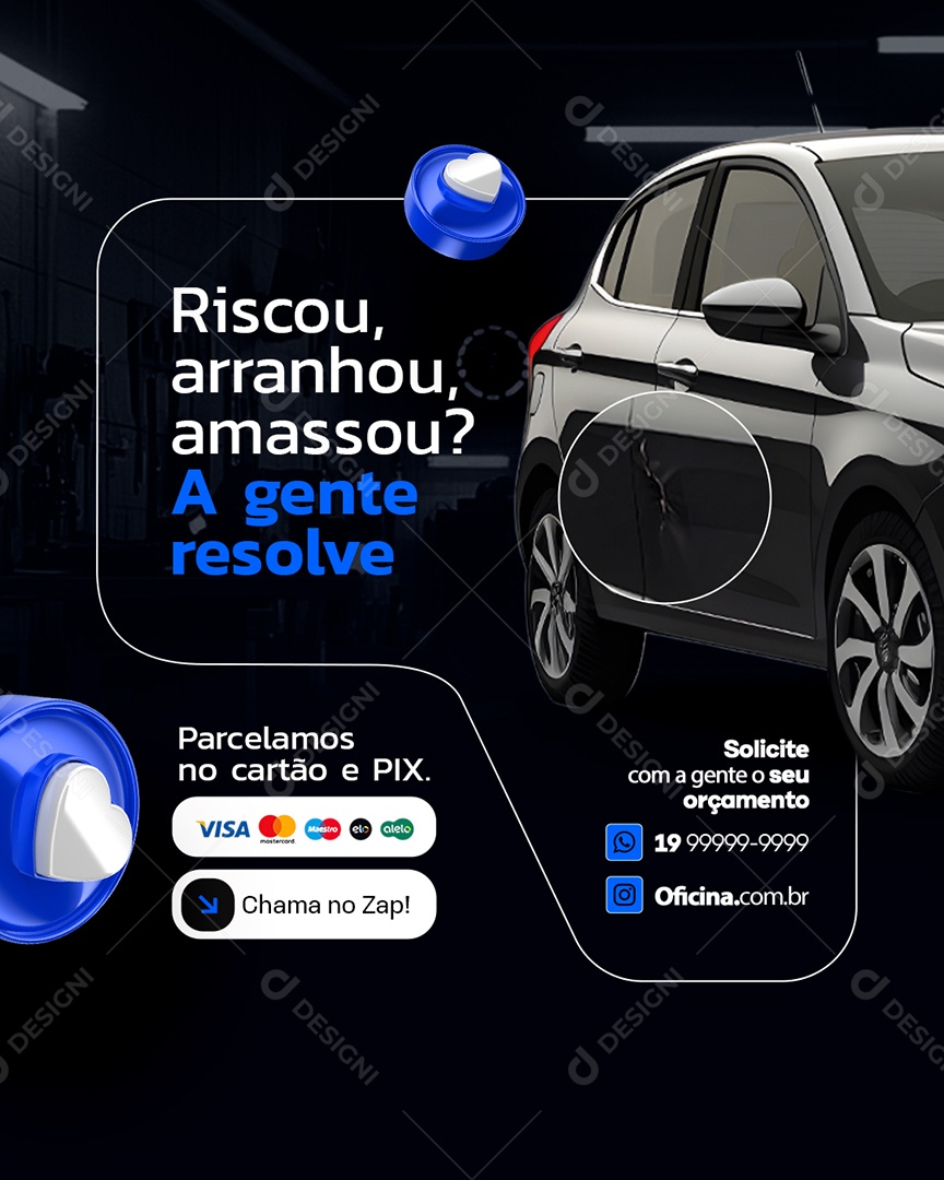 Funilaria Riscou Arranhou Amassou Social Media PSD Editável