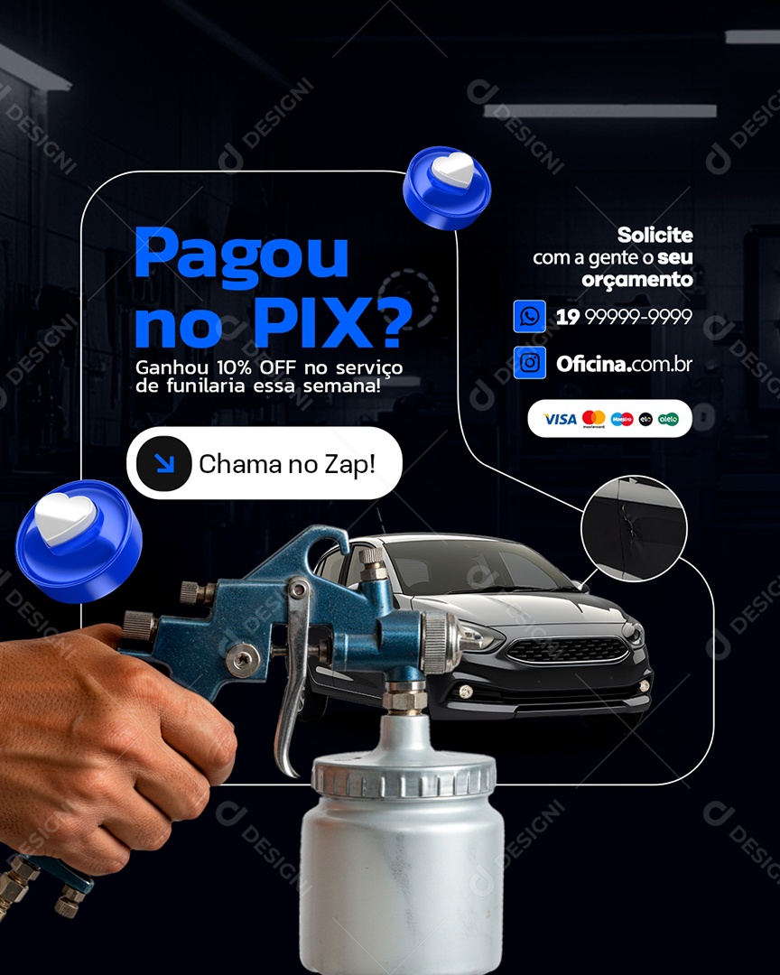 Funilaria Pagou no Pix Ganhou 10% Off Social Media PSD Editável