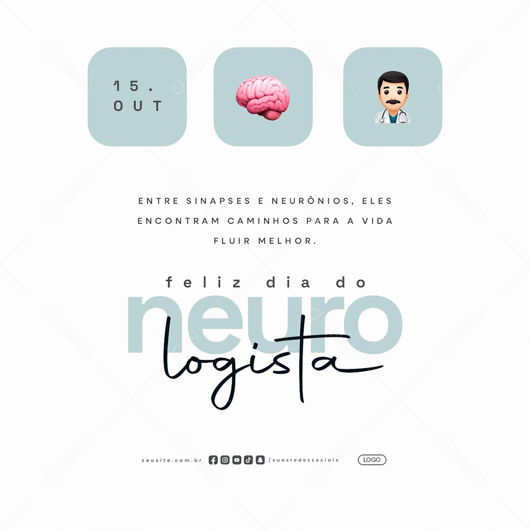 Feliz Dia do Neurologista 15 de Outubro Social Media PSD Editável