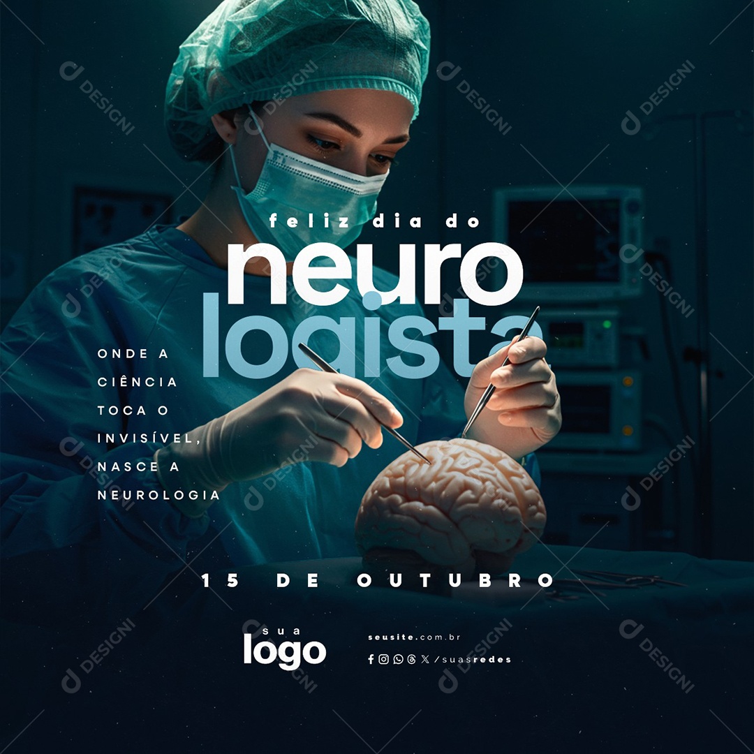 Feliz Dia do Neurologista 15 de Outubro Social Media PSD Editável