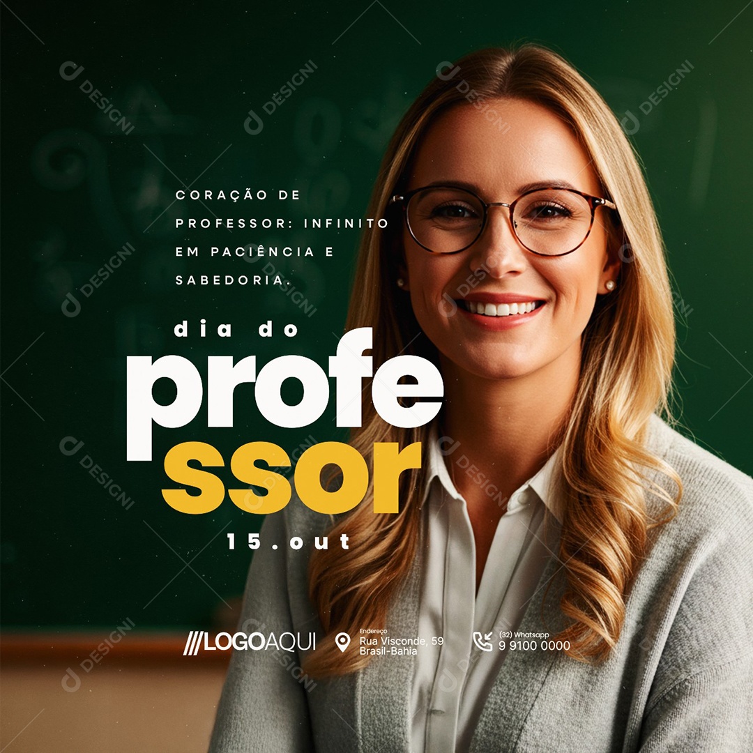 Dia do Professor 15 de Outubro Coração de Professor Social Media PSD Editável