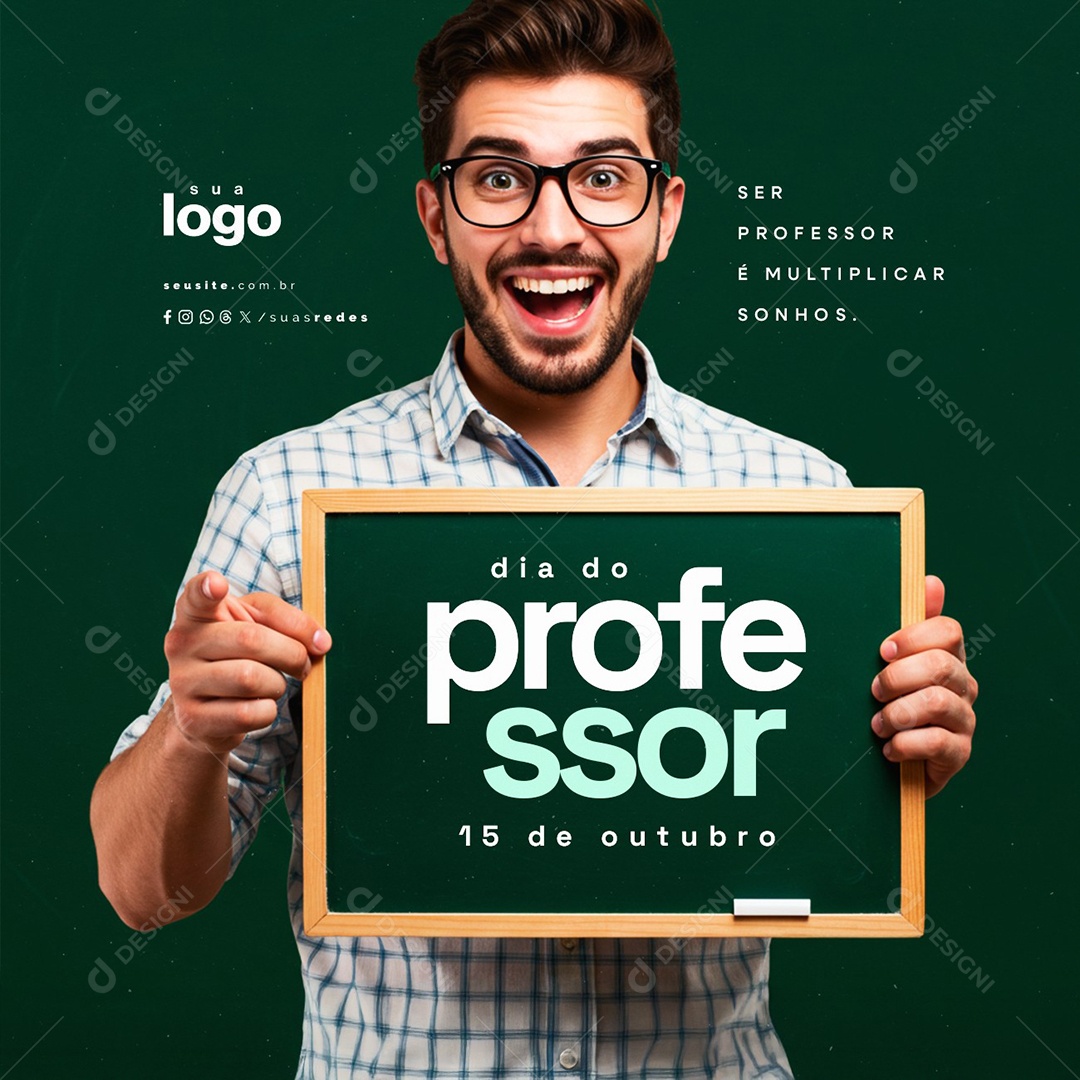 Dia do Professor 15 de Outubro Multiplicar Sonhos Social Media PSD Editável