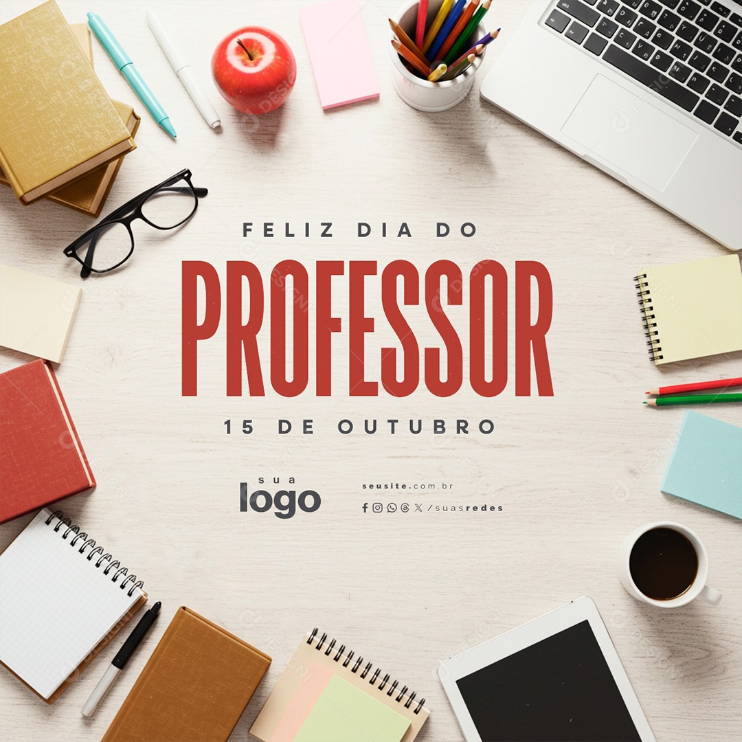 Feliz Dia do Professor 15 de Outubro Social Media PSD Editável