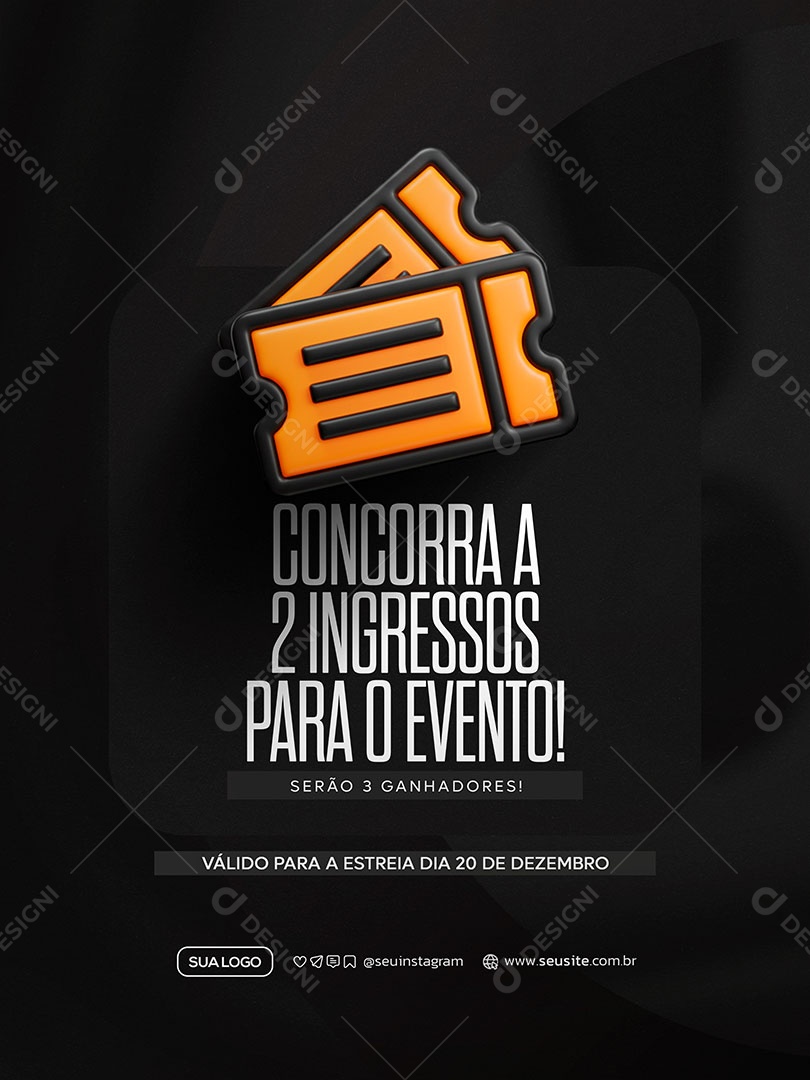 Sorteio de 2 Ingressos Para o Evento Social Media PSD Editável