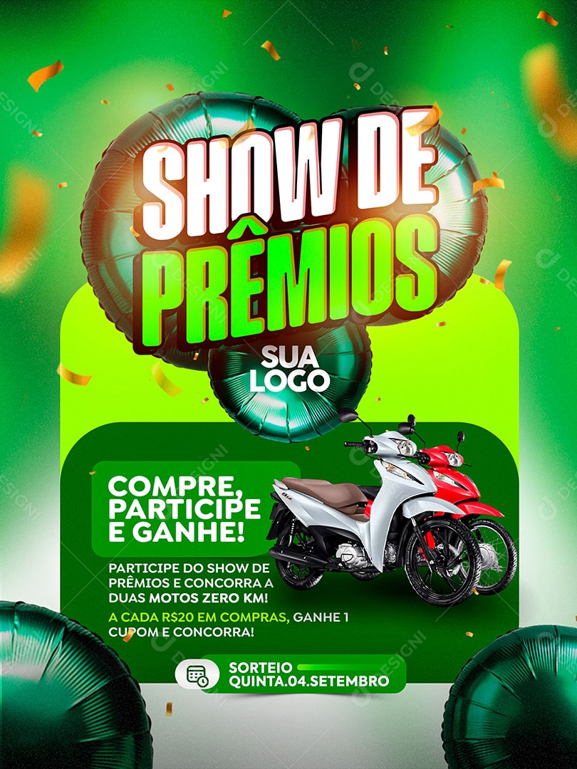 Show de Prêmios Sorteio Social Media PSD Editável