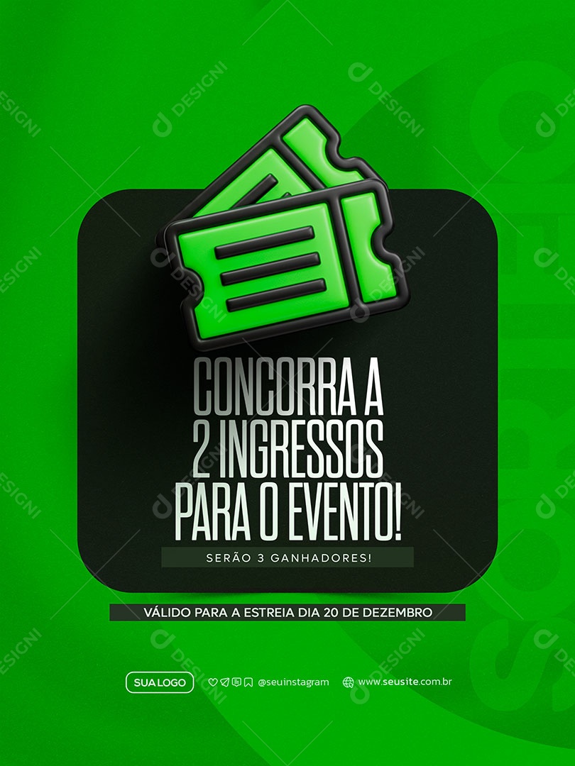 Sorteio de 2 Ingressos Social Media PSD Editável