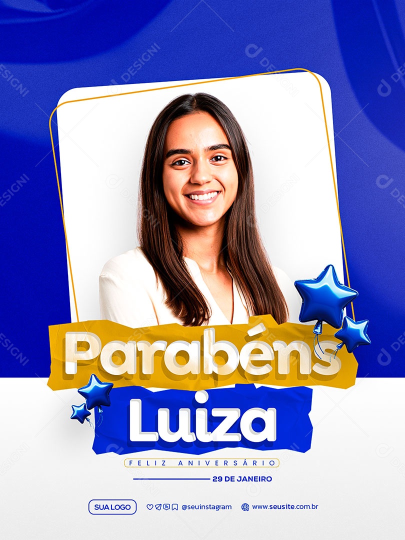 Feliz Aniversário Parabéns Luiza Social Media PSD Editável