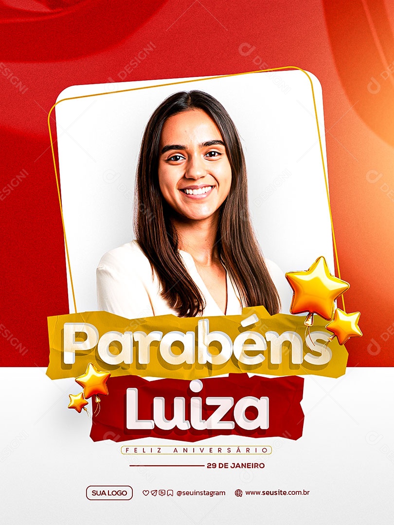 Feliz Aniversário Parabéns Luiza Social Media PSD Editável