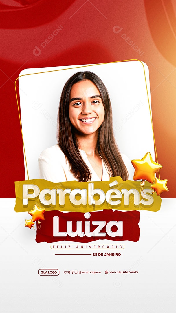 Story Feliz Aniversário Parabéns Luiza Social Media PSD Editável