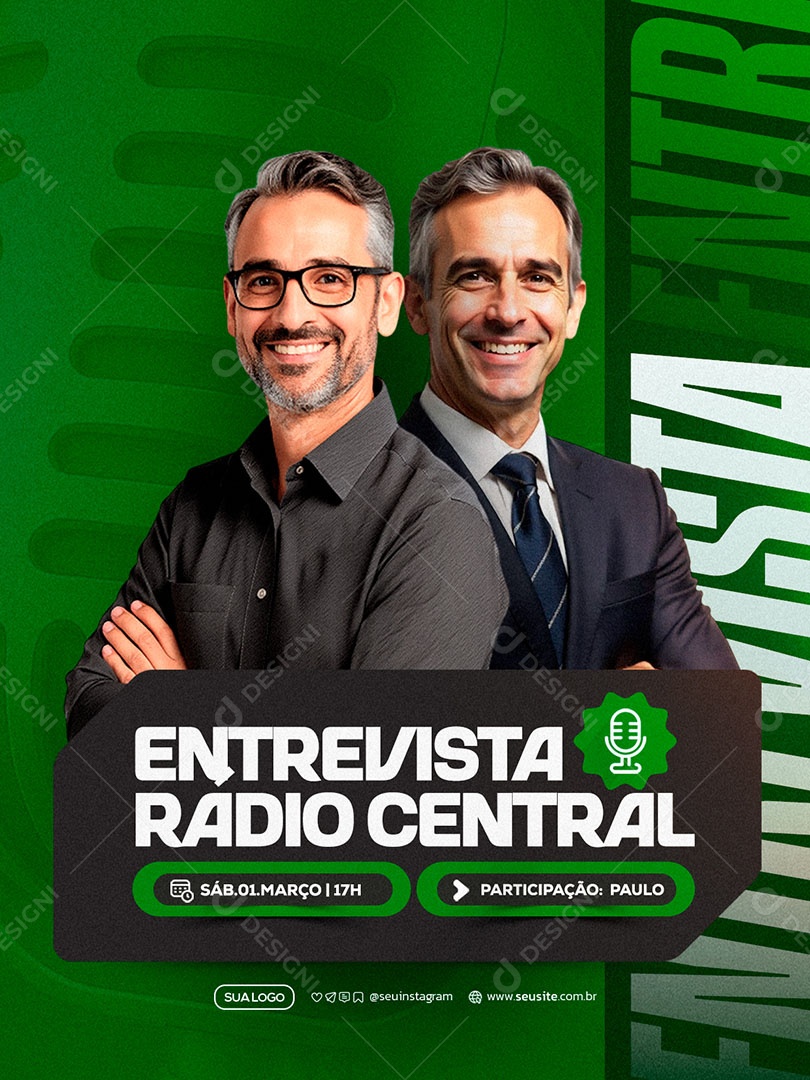 Entrevista Radio Central Social Media PSD Editável