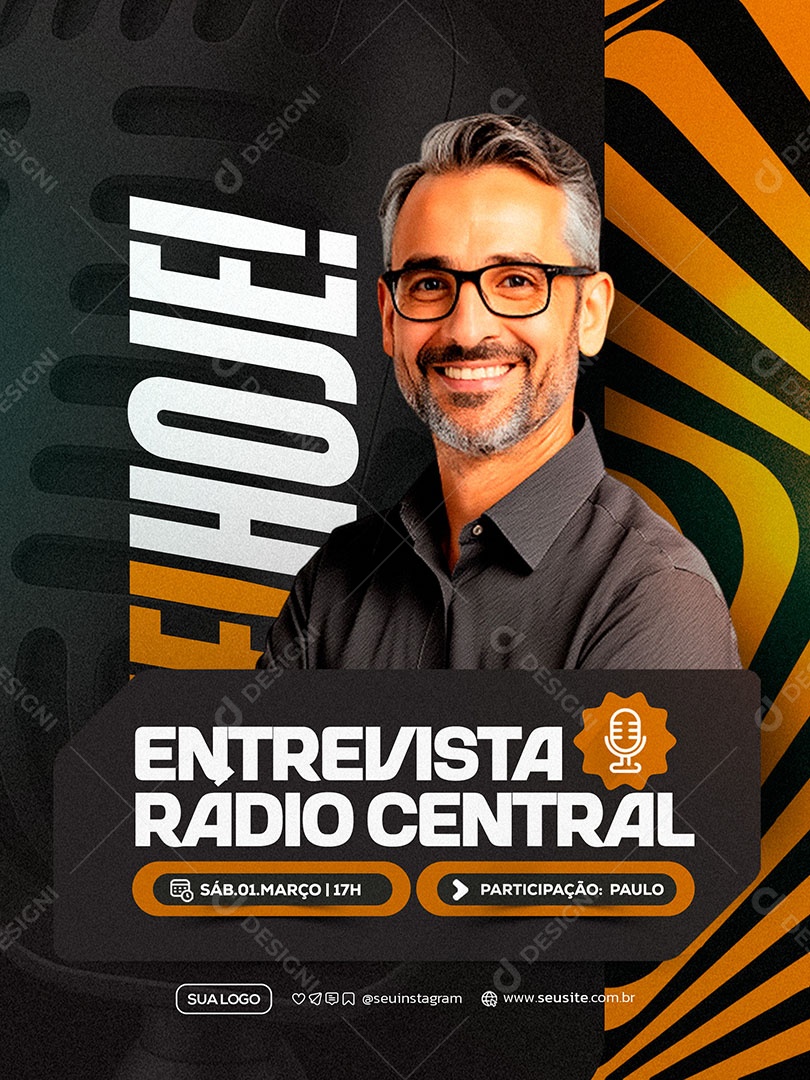 Entrevista Radio Central Social Media PSD Editável