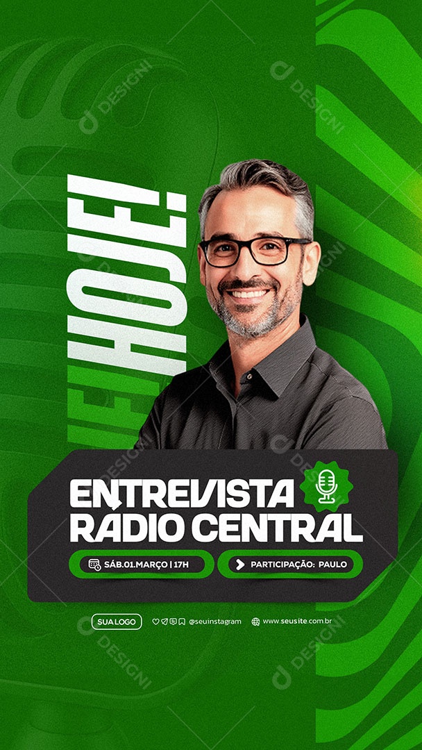 Story Entrevista Radio Central Social Media PSD Editável