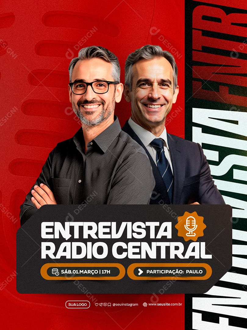 Entrevista Radio Central Social Media PSD Editável