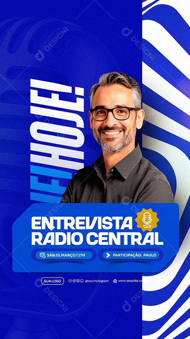 Story Entrevista Radio Central Social Media PSD Editável