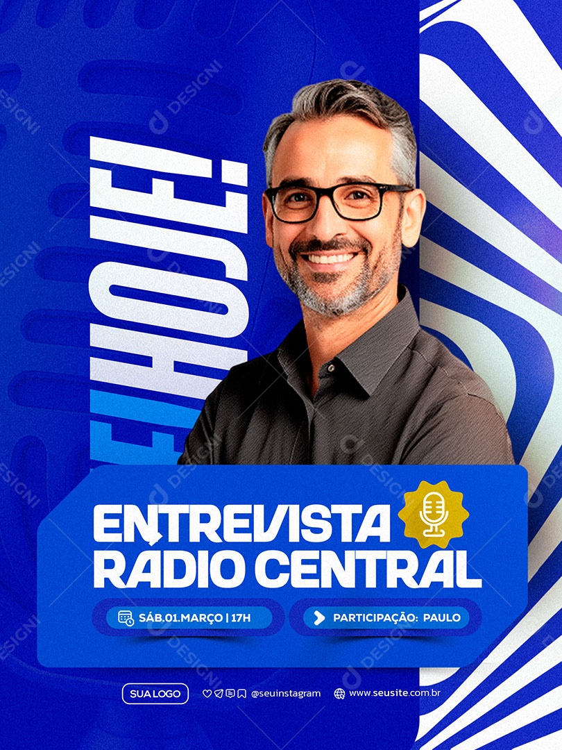 Entrevista Radio Central Social Media PSD Editável