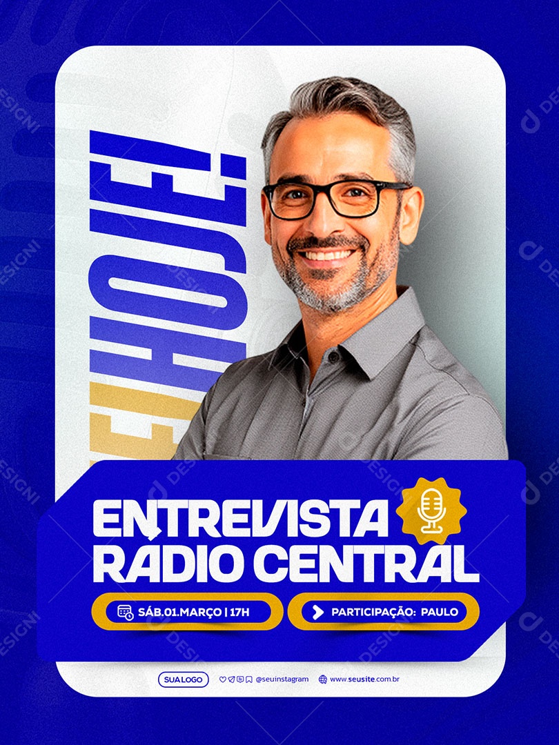 Entrevista Radio Central Social Media PSD Editável