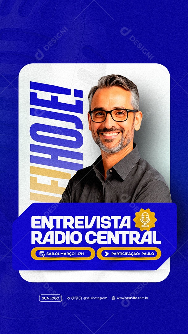 Story Entrevista Radio Central Social Media PSD Editável
