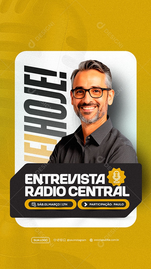 Story Entrevista Radio Central Social Media PSD Editável