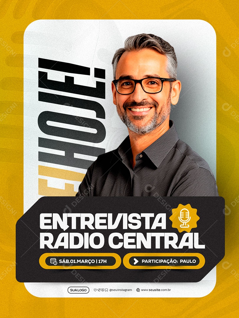 Entrevista Radio Central Social Media PSD Editável