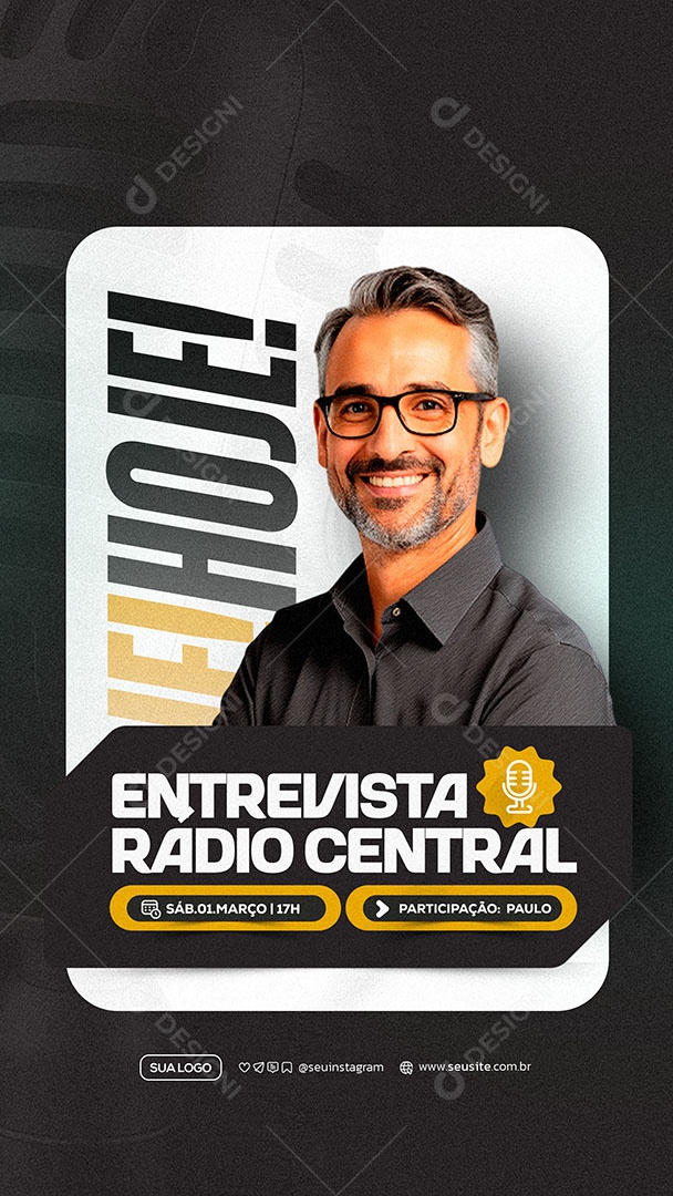 Story Entrevista Radio Central Social Media PSD Editável