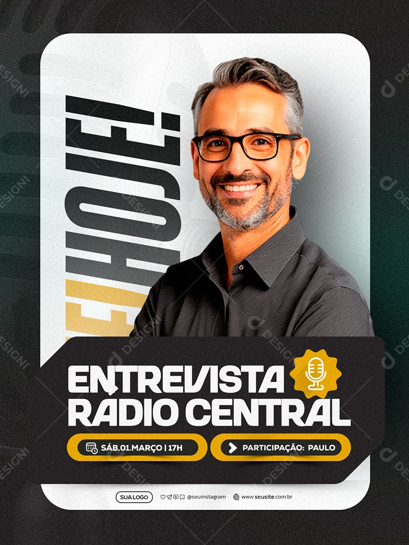 Entrevista Radio Central Social Media PSD Editável