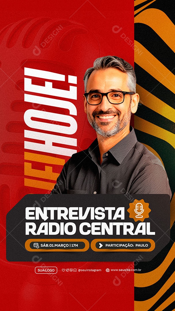 Story Entrevista Radio Central Social Media PSD Editável