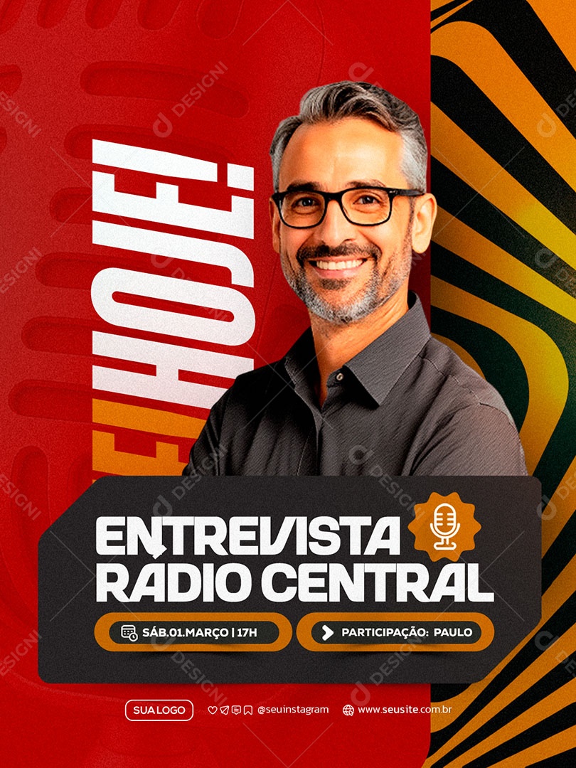 Entrevista Radio Central Social Media PSD Editável