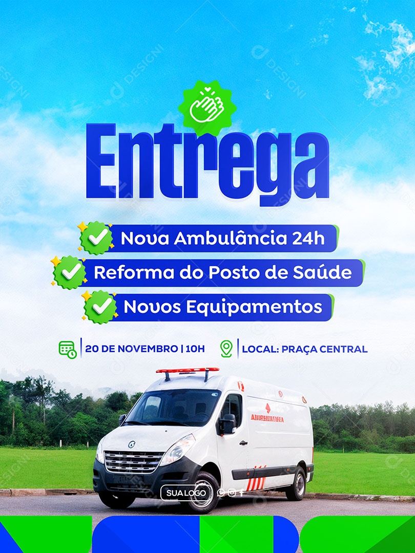 Prefeitura Novas Ambulâncias Social Media PSD Editável