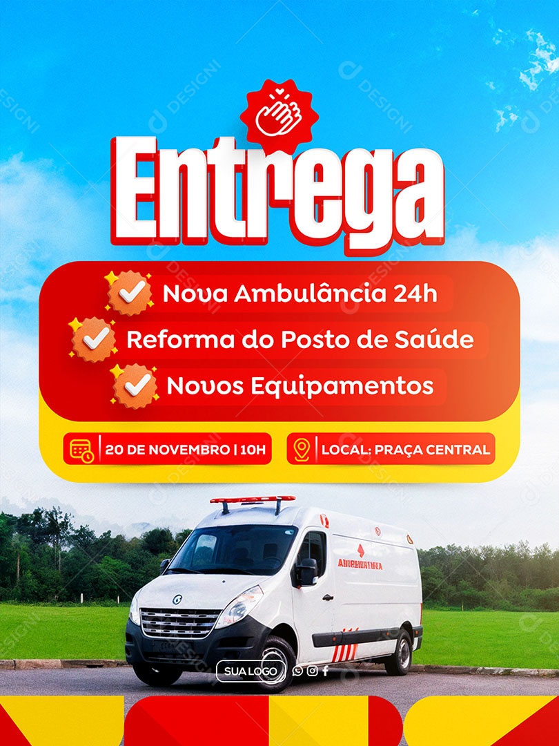 Prefeitura Novas Ambulâncias Social Media PSD Editável