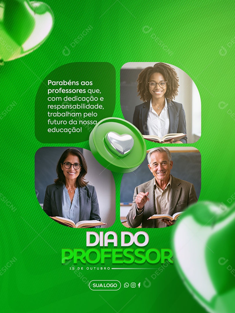 Feliz Dia do Professor 15 de Outubro Social Media PSD Editável