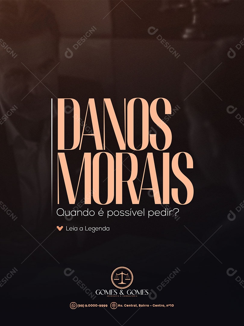 Advocacia Danos Morais Social Media PSD Editável