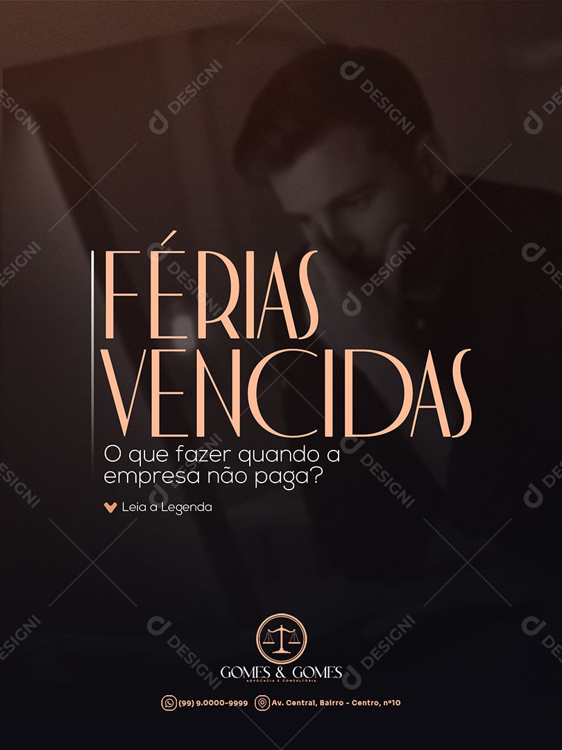 Advocacia Férias Vencidas Social Media PSD Editável