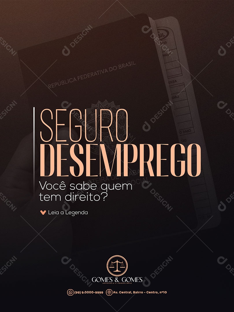 Advocacia Seguro Desemprego Social Media PSD Editável