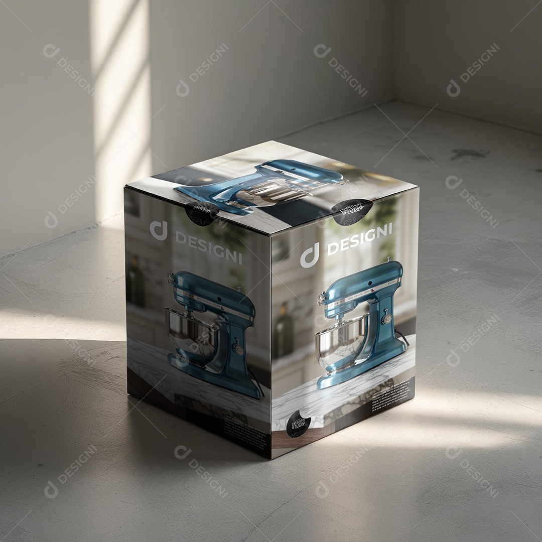 Mockup Caixa de Produto Com Etiquetas PSD Editável