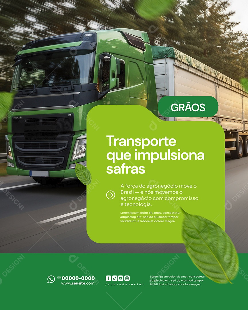 Agronegócio Transporte Que Impulsiona Safras Social Media PSD Editável