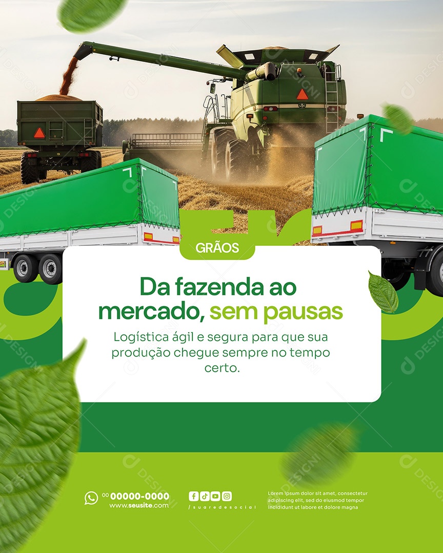 Agronegócio Da Fazenda ao Mercado Sem Pausas Social Media PSD Editável