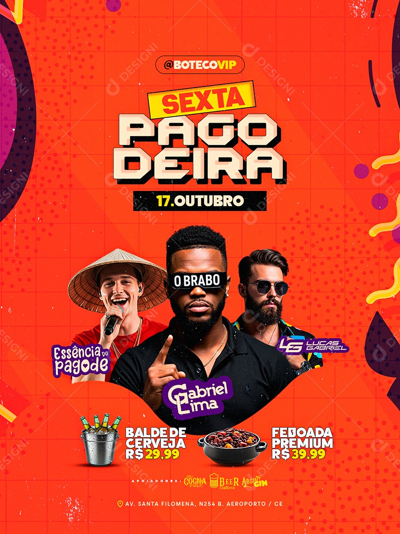 Flyer Próximos Shows Sexta Pagodeira Social Media PSD Editável