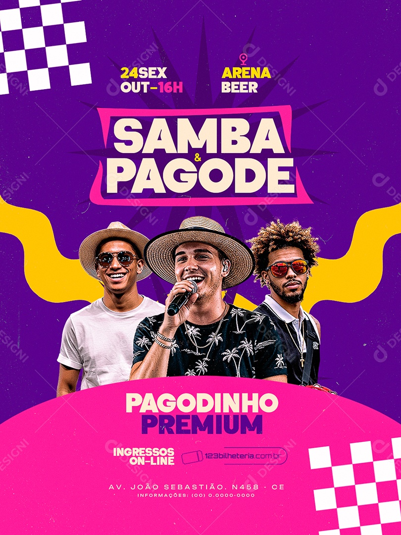 Flyer Próximos Shows Samba e Pagode Social Media PS Editável