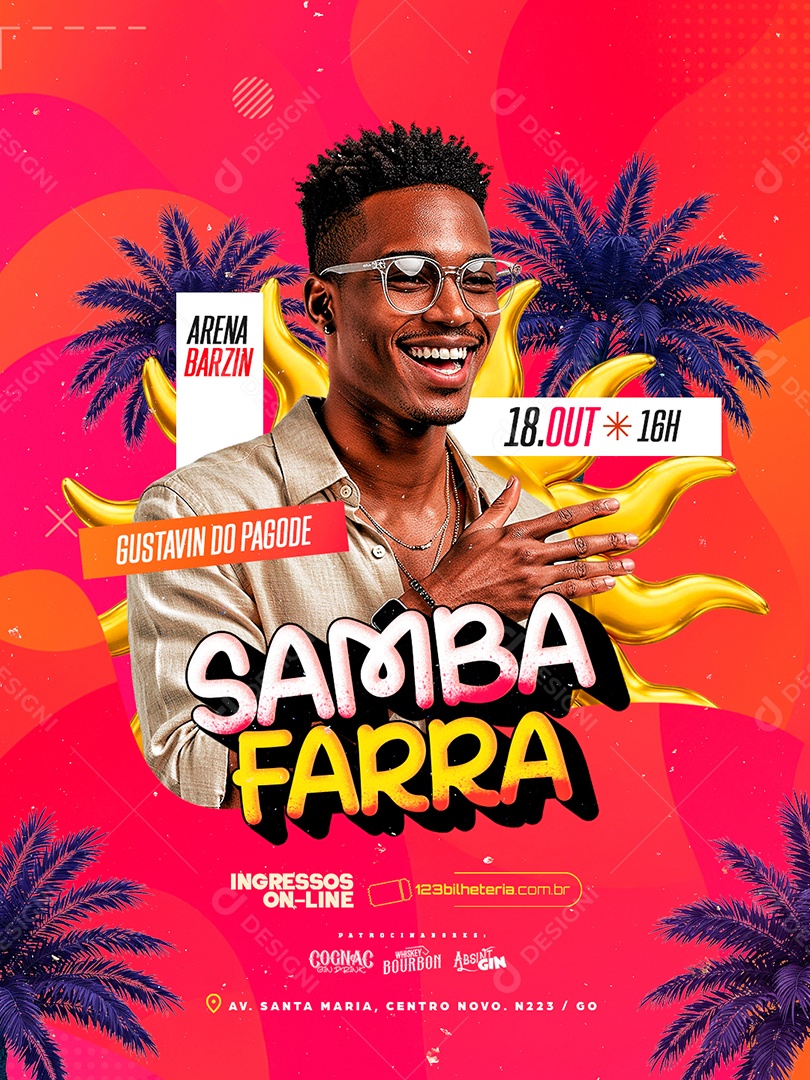 Flyer Próximos Shows Samba Farra Social Media PSD Editável