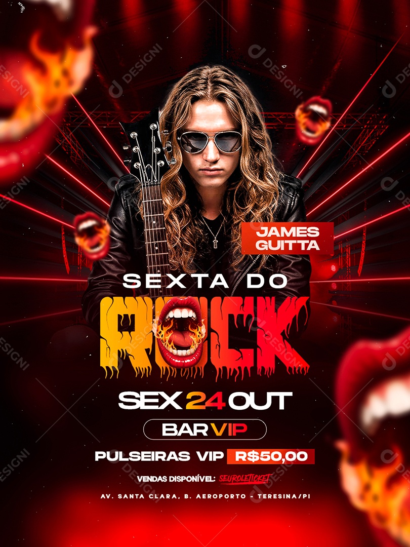 Flyer Próximos Shows Sexta do Rock Social Media PSD Editável
