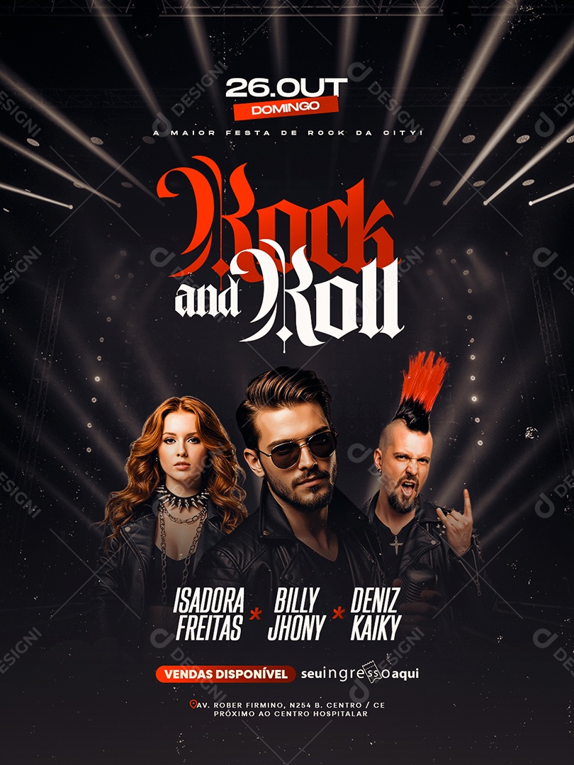 Flyer Próximos Shows Rock And Roll Social Media PSD Editável