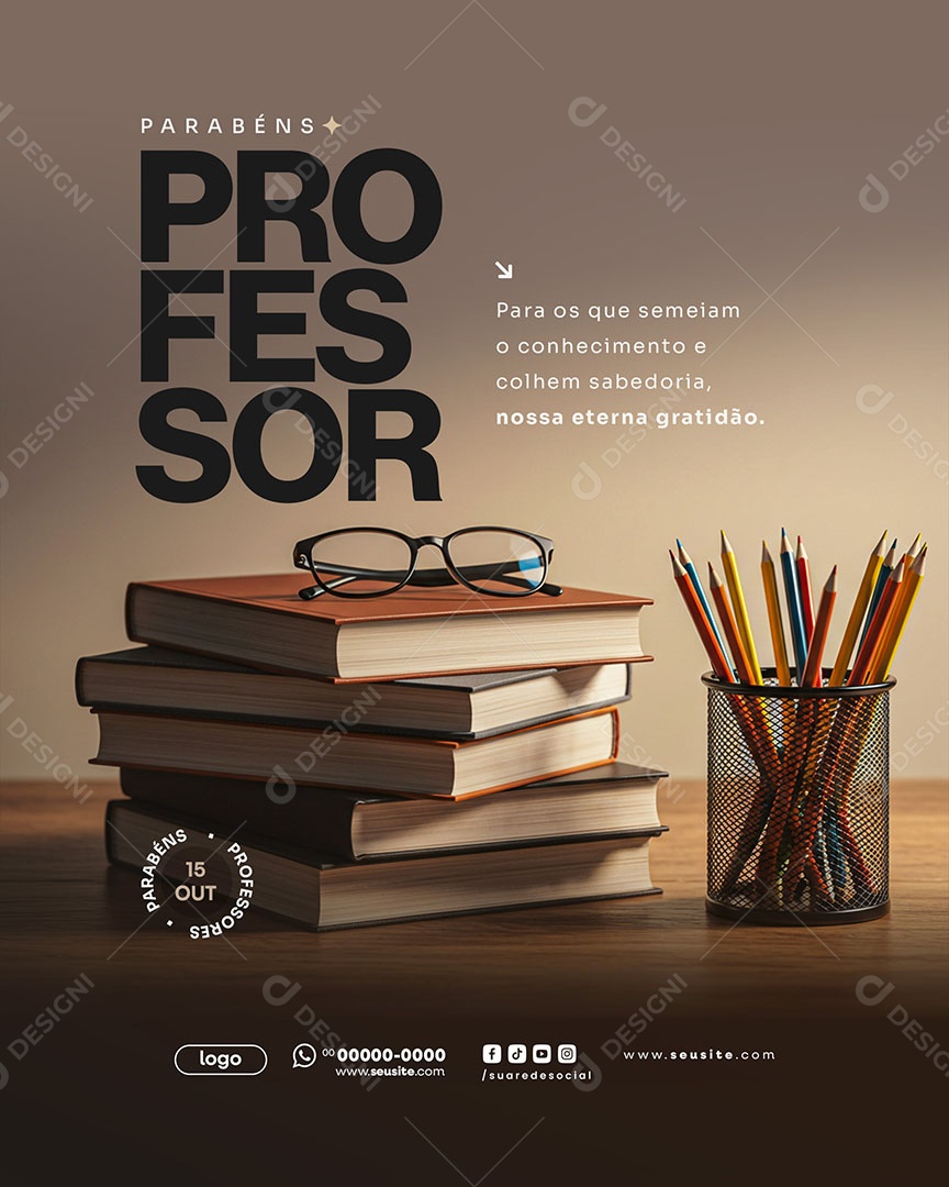 Dia do Professor 15 de Outubro Social Media PSD Editável