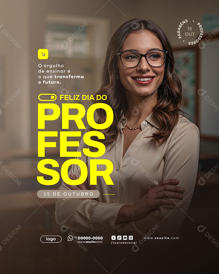 Feliz Dia dos Professores 15 de Outubro Social Media PSD Editável