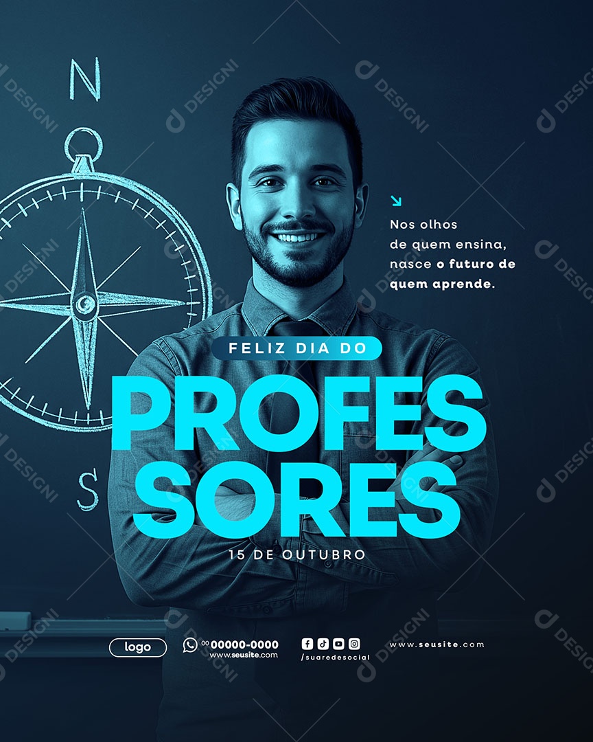 Feliz Dia dos Professores 15 de Outubro Social Media PSD Editável