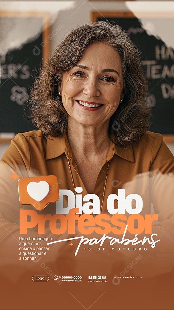 Story Dia do Professor 15 de Outubro Parebéns Social Media PSD Editável