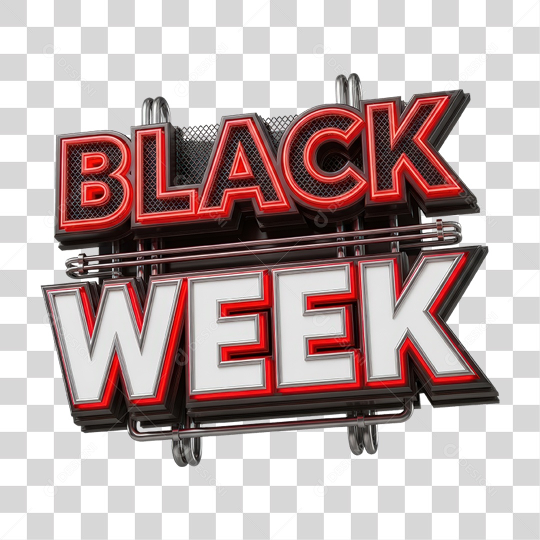 Selo 3D Black Week PNG Transparente