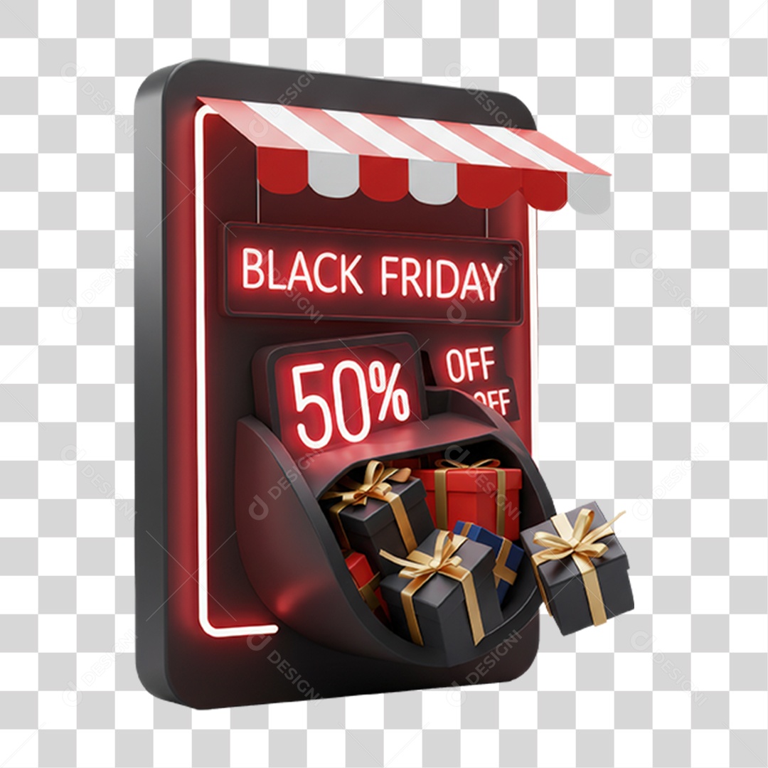 Selo 3D Black Friday PNG Transparente